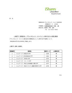 上場ETF（管理会社：ブラックロック・ジャパン）に関する日々の