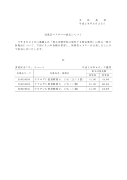 支 払 基 金 平成28年4月25日 医薬品マスターの改定について 本年3月