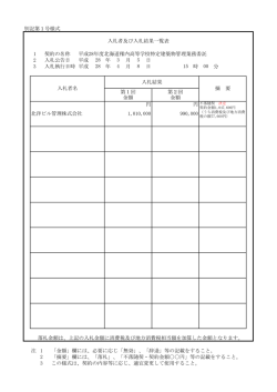 別記第1号様式 1 契約の名称 平成28年度北海道稚内高等学校特定