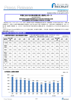 中国における日系企業の求人動向レポート 2016年3月分
