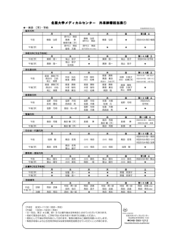 北里大学メディカルセンター 外来診療担当表①