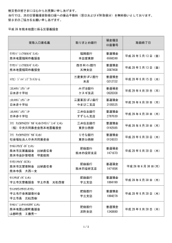 被災者の皆さまには心からお見舞い申しあげます。 当行では、次の災害