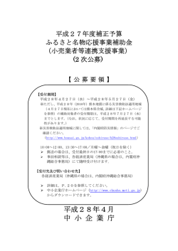 平成27年度補正予算公募要領(小売業者等連携支援事業)