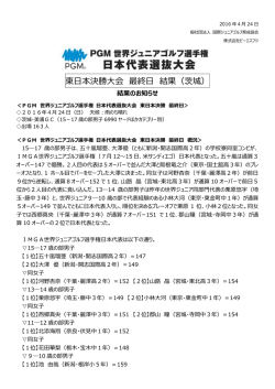 東日本決勝大会 最終日 結果（茨城）