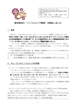 愛知県域の“インフルエンザ警報”を解除しました
