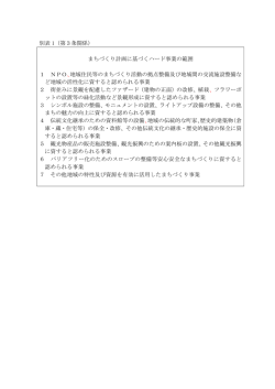 別表 1（第3条関係） まちづくり計画に基づくハード事業の範囲 1 NPO