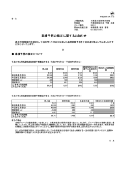 業績予想の修正に関するおしらせ（PDF）