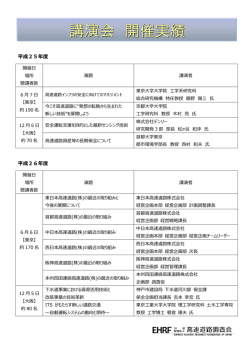 講演会 開催実績 - 高速道路調査会