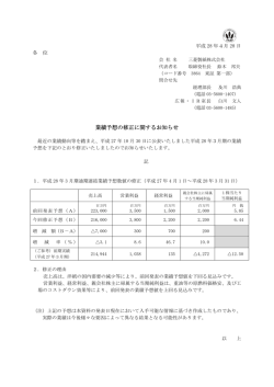 業績予想の修正に関するお知らせ