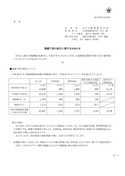 業績予想の修正に関するお知らせ【PDF：145.6 KB】
