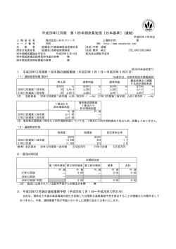 平成28年12月期 第1四半期決算短信〔日本基準〕(連結)