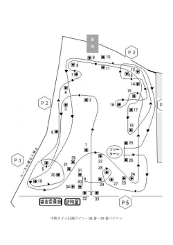 中間タイム計測ライン…34 番・35 番パイロン