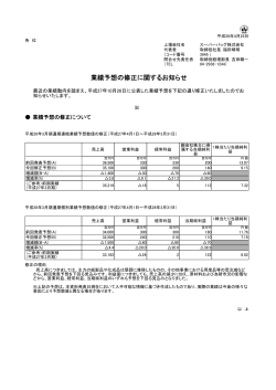 業績予想の修正に関するお知らせ