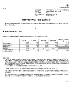 業績予想の修正に関するお知らせ - テクノホライゾン・ホールディングス