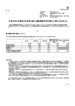 平成28年9月期第2四半期（累計）連結業績予想の修正