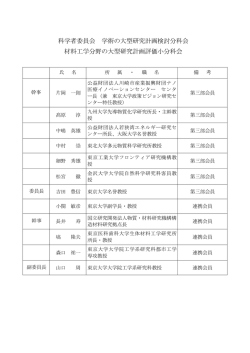 科学者委員会 学術の大型研究計画検討分科会 材料工学分野の大型