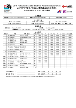 ASTCアジアトライアスロン選手権U23男子公式記録
