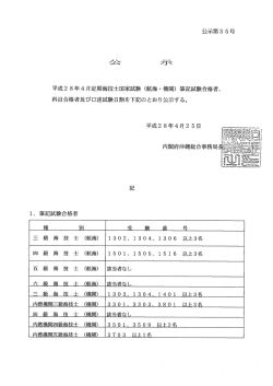 （航海・機関）筆記試験合格者