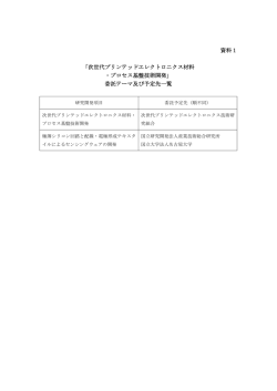 資料1 「次世代プリンテッドエレクトロニクス材料 ・プロセス基盤技術開発