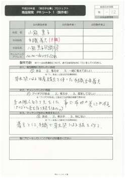 Page 1 平成28年度、「東京手仕事」プロジェクト 商品開発、PF シート 1