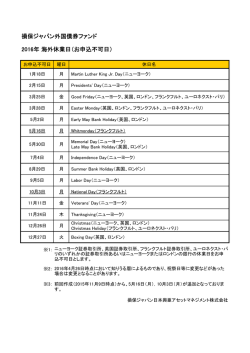 申込不可日 - 損保ジャパン日本興亜アセットマネジメント