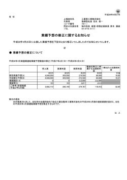 業績予想の修正に関するお知らせ