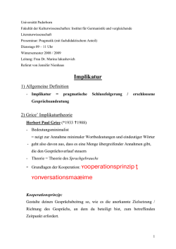 Implikatur - Fakult&auml;t f&uuml;r Kulturwissenschaften