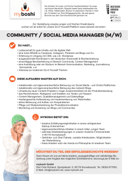 Community / Social Media Manager (m/w)