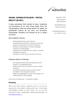 online-journalist/in (m/w) - virtual reality (40-60%)
