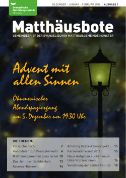 Ausgabe 01 / 2016 - Evangelische Matthäusgemeinde Münster