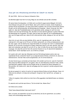 Jesus gibt eine Aktualisierung betreffend der Zukunft von Amerika