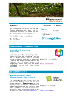 Aktueller Newsletter - Bildungsbüro Ravensburg