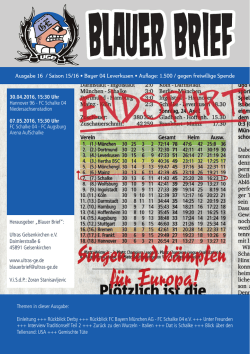 Herausgeber &bdquo;Blauer Brief&ldquo;: Ultras Gelsenkirchen e.V. Daimlerstra&szlig;e