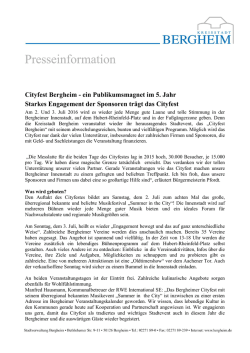 Cityfest Bergheim - ein Publikumsmagnet im 5. Jahr Starkes