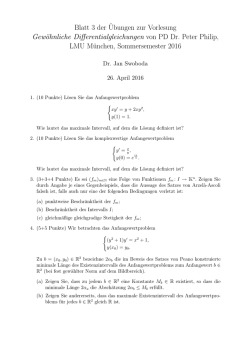Blatt 3 der¨Ubungen zur Vorlesung Gewöhnliche