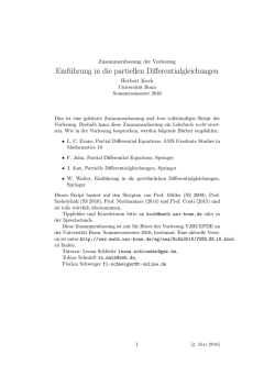 Einf&uuml;hrung in die partiellen Differentialgleichungen