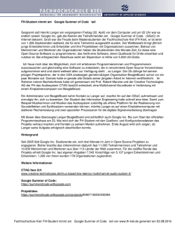 FH-Student nimmt am &mdash;Google Summer of Codeﬁ teil