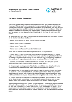Ein Menu f&uuml;r die &bdquo;Seeweiber&ldquo;