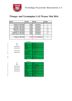 Übungs- und Terminplan LAZ Wasser Mai 2016