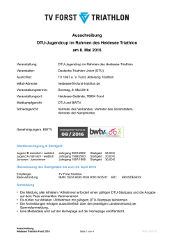 Ausschreibung DTU-Jugendcup im Rahmen des Heidesee Triathlon