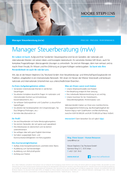 Manager Steuerberatung (m/w) - Moore Stephens City Treuhand