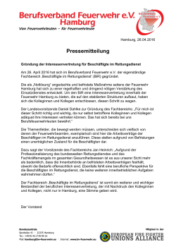 Pressemitteilung - Berufsverband Feuerwehr e.V.