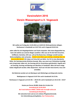 Vereinsfahrt 2016 Verein Wassersport eV Vegesack
