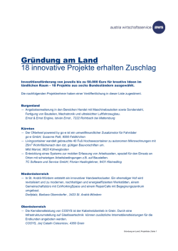Gr&uuml;ndung am Land 18 innovative Projekte erhalten Zuschlag