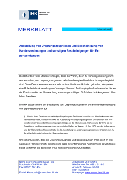 Ursprungszeugnis (Merkblatt) - IHK München und Oberbayern