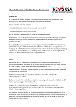 Infos zu den Warnstreiks im &ouml;ffentlichen Dienst im - NE