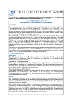 eine Juniorprofessur (W 1) - Universit&auml;t Koblenz &middot; Landau