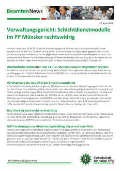 Verwaltungsgericht: Schichtdienstmodelle im PP Münster