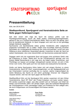 Pressemitteilung - StadtSportBund Köln
