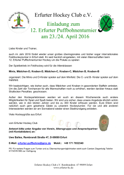 Einladung zum 12. Erfurter Puffbohnenturnier 2016